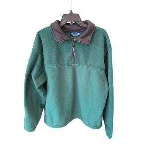 Vintage Y2K Old Navy Mens Fleece Quarter Zip Pullover Green Outdoor Casual Top L